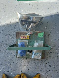 Qty of Assorted Automotive Electrical Terminals & Connectors c/w Crimp Terminals, Butt Connectors, Ring & Spade Terminals, Wire Connectors, Heat-Shrink Components & Assorted Electrical Repair Supplies, Contained in Multi-Compartment Steel Parts Organizer, Plus Rear View Mirror
