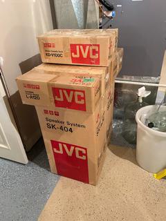 Vintage JVC Component Stereo System, New/Unused in Original Packaging, c/w JVC R-X300 Stereo Receiver, L-A120 Turntable, KD-V100C Stereo Cassette Deck & SK-404 Speaker System.