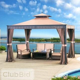 Sunjoy Cedral 10ft x 12ft D Metal Permanent Gazebo (LKJP1472)