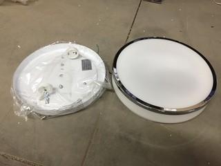 Flush Mount 2 Light Fixture w/White Shade 11 1/4" 