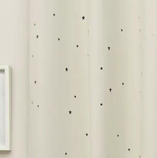 (2) Jayme Star Cut Out Blackout Thermal Grommet Curtain Panels 52x63", Beige 