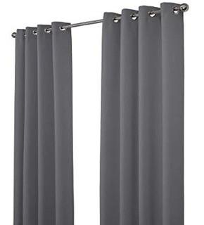 (2) Solid Room Darkening Grommet Curtain Panels 52x90" Dark Grey 