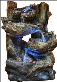 Tiered Log Statue Fountain with LED Lights