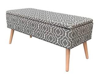 37" Valdivia Upholstered Storage Bench, Grey