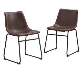 (2) University Place Contoured Upholstered Dining Chair, Brown