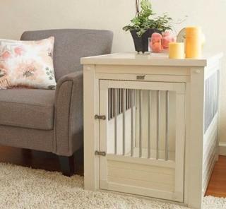ecoFLEX Pet Crate/End Table 23.6" Length x 18.1" Width x 22" Height, Antique White