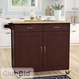 Alcott Hill Sammons Kitchen Island with Wood Top - Espresso (ACOT4290_21292199)