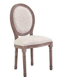 Vicente Vintage French Upholstered Dining Chair, Beige 