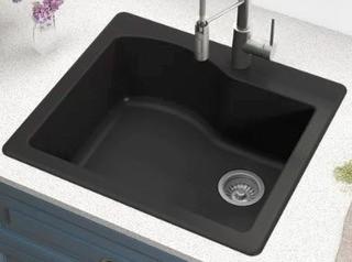 Kraus Quarza? 25" x 22" Dual-Mount Kitchen Sink, Black
