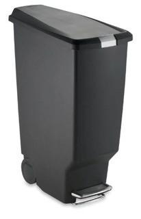 simplehuman Slim Plastic 40-Liter Step-On Trash Can in Black