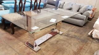 Glass Dining Table with Chrome Base