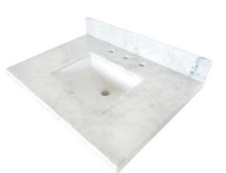 Kingston Brass KVPB3022M38SQ Carrara Marble Vanity Top with Square Undermount Sink
