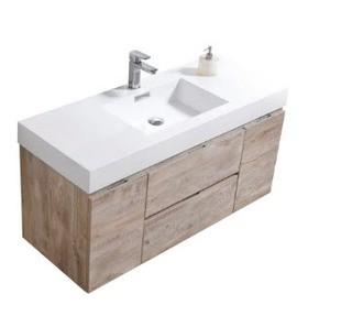 Tenafly 48 Single Wall Mount Modern Bathroom Vanity Set, Nature Wood