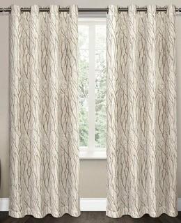 Oakdale Nature/Floral Sheer Grommet Curtain Panels Taupe 54x96"