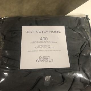 Distinctly Home 400 TC Duvet Cover, Queen, Grey