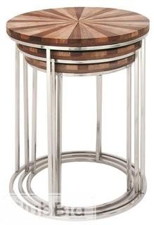 Brayden Studio Figueiredo Stainless Steel Wood 3 Piece Nesting Tables (BRAY4446)