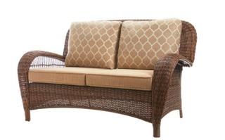 Hampton BayBeacon Park Wicker Outdoor Loveseat with Toffee Cushions