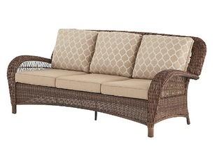 Hampton Bay?Beacon Park Steel Wicker Outdoor Patio Sofa with Toffee Cushions