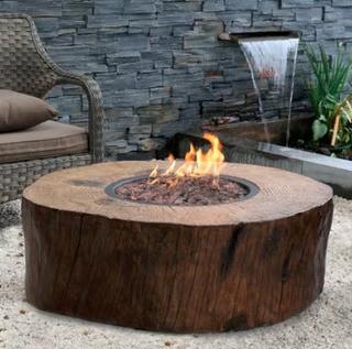 Burning Stump Stone Natural Gas Fire Pit Table