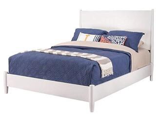 Alpine Furniture 966-W-08F Mid Century Platform Bed, Full, White