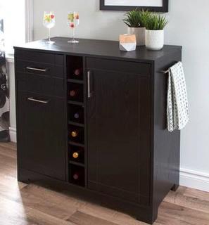 South Shore Vietti Bar Cabinet, Black Oak