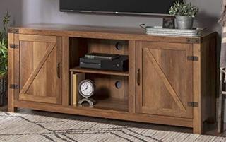 Adalberto TV Stand for TVs up to 65" with optional Fireplace, Rustic Oak