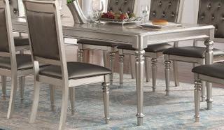 F2432 Silver Dining Table  66" + 18" Leaf x 42" x 30" H