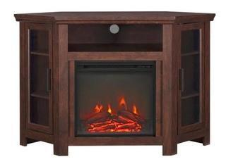 Traditional Brown Fireplace Corner Fireplace Entertainment Center, Traditional Brown