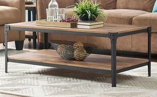 ?Angle Iron Rustic Wood Coffee Table - Barnwood