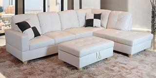 Russ Sectional with Ottoman, White