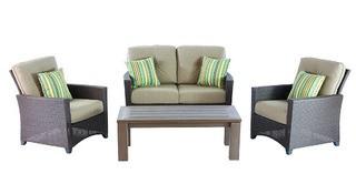 Hampton Bay?Tacana 4-Piece Wicker Outdoor Patio Deep Seating Set with Beige Cushions