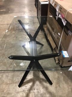 Glass Dining Table - 35.5" x 59"  - Black Legs