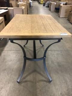 Oak Color Wooden Top Metal Legs - Mix n Match Pub Style Table