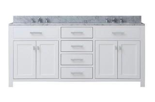 Water Creation MADISON 60W 60-Inch Solid White Double Sink Bathroom Vanity - Cracked Sink - AS IS