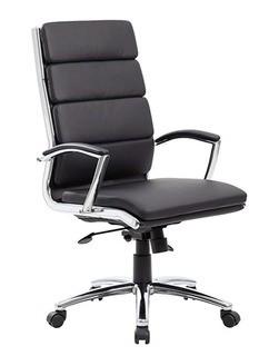 Boss Office Products CaressoftPlus Executive Chair, Traditional, Metal Chrome Finish