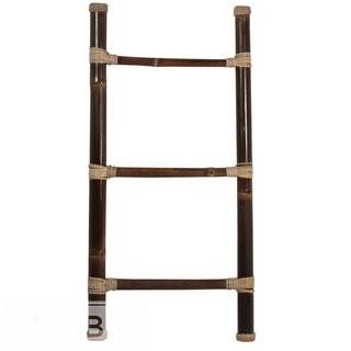 Ibolili Bamboo 20 W x 40 H Decorative Ladder with Rattan Sculpture (IBOL1412)