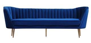 Meridian Furniture 622Navy-S Margo Collection Modern | Contemporary Navy Velvet Upholstered Sofa