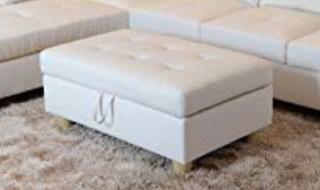 Beverly Furniture F09519 Storage Ottoman - White/Ivory