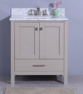 Legion Furniture WT7230-G 31 Inch Solid Wood\MDF Single Sink Vanity White Marble Top - Warm Gray