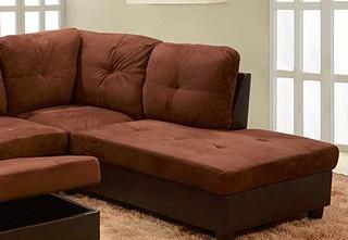 Beverly Fine Furniture F107B Andes Microfiber with Faux Leather Chaise Only, Brown