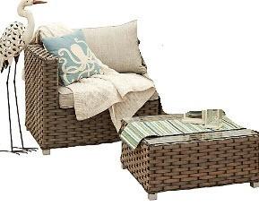 Spanish Bay Wicker Corner Chair, Coffee Table