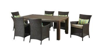 Hampton Bay?Tacana Wicker Outdoor Patio Dining Chairs with Beige Cushions, Table Not Included