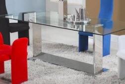 Chintaly Imports LUCY-DT-B Lucy Dining Table Polished Stainless Steel BASE Only