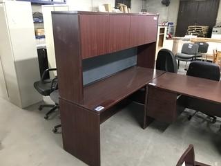 Wooden Office Desk 71"x24" c/w Upper Cabinet.