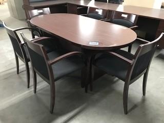 Wooden Boardroom Table 72"x36" c/w (6) Chairs.