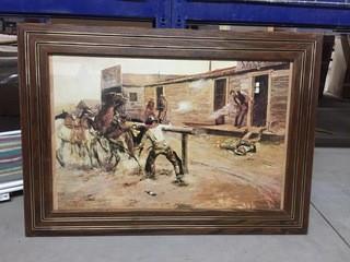 Solid Wood Framed Western Art 36"x 26"