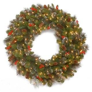 Three Posts Spruce Pre-Lit Wreath with 50 Battery-Operated White LED Lights (THPS3050)