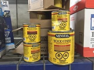 Lot of Minwax Wood Stain (4) Oak (4) Cherry (4) Mahogany 236ml and (4) Oak 946ml.