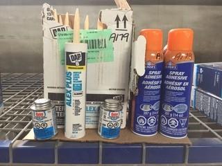 Lot of Assorted Adhesives.