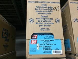 Lot of Approx. (1200) Grip Rite Plastic Cap Nails Ring Shank Electrogalvanized 2 1/2"